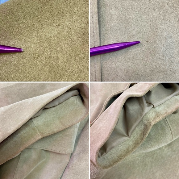 Alfani Woman Suede 100% Leather Button Blazer Jacket Tan Boho Minimalist XL 1X - Picture 9 of 13